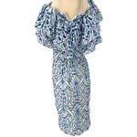 Lilly Pulitzer  Sundea One Shoulder Eyelet Ruffle Dress Blue White Size 2 Preppy Photo 5