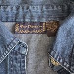 Vintage New Direction Pink Floral Embroidered Blue Denim Jean Shirt Size XL Photo 6