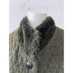 beluva San Francisco Olive Green Fur Collar Quilted Art Deco Jacket Medium Size L Photo 4