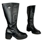Harley Davidson Vtg Y2K Black Leather Tall Pavement Boots Sz 7.5 Chunky Moto Photo 0