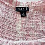 Torrid  Pink Tie Dye Off Shoulder Smocked Challis ‎ Bell Sleeve Dress Size 1X Photo 8