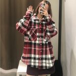 ZARA  Plaid Jacket Shirt Shacket - Red White and Black Small Photo 1