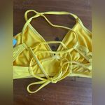 Athleta butter yellow bikini, cheeky ruched bottoms, strappy back top; S / M Photo 6