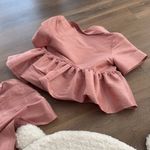 NWOT Kika Vargas Pink Taffeta Angela Short Sleeve Shirt and ela shorts set Photo 9