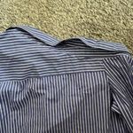 Stradivarius NWOT Off the shoulder women’s blue and white Striped Shirt Photo 6