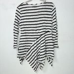 Vecceli Italy Lagenlook Asymmetrical Hem Stripe Tunic Top Fairy Grunge L Black Size L Photo 1