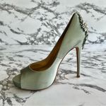 Badgley Mischka  Kiara Heels Mint Green Crystal Satin Platform Pumps 7 Stilettos Photo 6