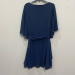 Ralph Lauren Lauren Cocktail Dress Mandie Navy Blue Ruffled Knee-Length Sz 14 Photo 4