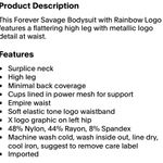 Savage X Fenty Forever Savage Bodysuit Ranibow Foil Size Small Black Photo 6