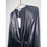 NWT Caroline Constas Gunmetal Silver Draped Style Metallic Shimmer Dress Large Photo 5