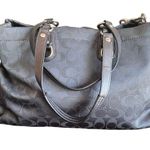 Coach EUC Ashley Signature Metallic Charcoal Satchel Two-Way Photo 2