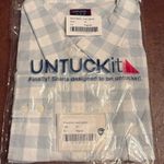 UNTUCKit Women's Santa Marzi Button down Shirt blue white check Size 18 NWT Photo 8