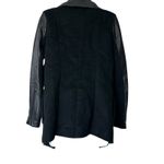 BCBGMAXAZRIA  Double Faced Wool & Lamb Leather  Sleeves Open Front Black Coat XXS Photo 2
