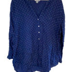 Old Navy the tunic XXL navy blue white polka dot long sleeve button blouse Photo 0