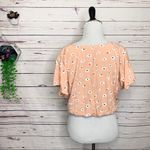 Sim & Sam Peach Floral Daisy Print Tie Front Crop Top Size Small Photo 7