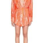 Nookie Oracle Sequin Mini Shirt Dress in Peach Womens Size Large Photo 0
