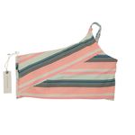 Maaji NWT Anthropologie  Striped Floral Coral One Shoulder Swim Bikini Top L Photo 2