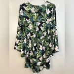 Show Me Your Mumu  Floral Bell Sleeve Wrap Front Tropical Romper Size Small Photo 2