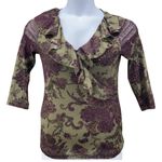 CHAPS Vintage 90s Top Size M‎ Earth Fairy Bohemian Y2K Sheer Paisley Lightweight Photo 0