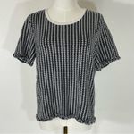 Ann Taylor  Black & White Houndstooth Shortsleeve Sweater w/ Raw Hem Size L Photo 0