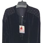 Johnny Was  Womens Halle Velvet Long Sleeve‎ Tunic Blouse Black Size Small NWT Photo 1