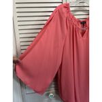 Sami & Jo Sami & Jo Coral Blouse Chiffon Open Long Sleeve Sz 1X Pleated Boho Flowy V Hem Photo 3