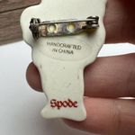 Spode Santa With Present Sack Christmas Porcelain Brooch Pin Holiday Photo 8