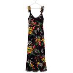 Madewell  Ruffle-Strap Wrap Midi Dress in Black Orchid Bouquet Size 12 Photo 2