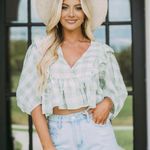 These Three Boutique Green Gingham Top Photo 0