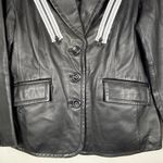 Worthington  Women's PM Black Leather Jacket Genuine Lambskin Racer Stripe Detail Photo 2