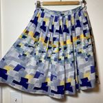 Cacharel Vintage Colorblock Geometric Print Pleated Silk Knee Photo 10