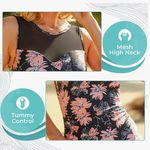 One Piece Summer Mae Women Mesh Swimsuit High Neck Tummy Control Ruched Slimming Monokini Bathing Suit Photo 3