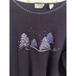 American Vintage Vtg 90s Purple Fleece Evergreen Tree Sweater Size XL Embroidered Rhinestones Photo 5