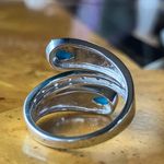 Sleeping Beauty Turquoise Sterling Silver Bypass Ring Size 7 Photo 4