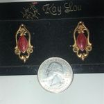 Kay Lou Gold Tone & Shimmer Enamel Retro Pierced Earrings Photo 1