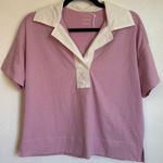 Everlane NWT  The Oversized Rugby Polo Shirt Pink Purple Organic Cotton XS Photo 1