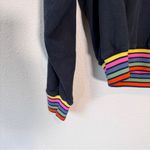 Teddy Fresh  Black Rainbow Crew Neck Sweatshirt Womens S Embroidered Cozy Fall Photo 1