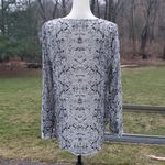 Rose + Olive  Sheer Snake Print High/Low Waistline Blouse Photo 6