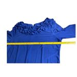 TAYLOR Navy Blue Shift Dress Polyester‎ Short Sleeve Rosette Collar Detail Sz 6 Photo 5