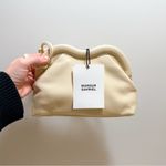 NWT Mansur Gavriel Cream leather Baci frame shoulder bag convertible clutch Tan Photo 7