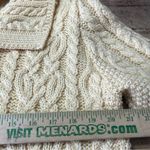 Aran Crafts Cardigan Sweater Medium Soft Yellow Merino Wool Knit Irish Fisherman Photo 4