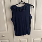 CHAPS navy ruffle tank blouse size large Photo 5