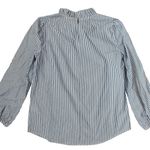 J.Crew  Organic Cotton Long Sleeve Ruffleneck Top Stripe Blue Size‎ XS Photo 4