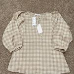 Little Lies Lana Checkered Linen Top NWT Photo 4