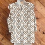 Chico's 🆕 Chico’s cold shoulder crew neck lightweight blouse top white brown 2/m… Photo 2