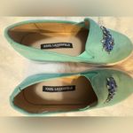 Karl Lagerfeld  Ryann Seafoam Suede Embellished Sneakers size 7.5 Photo 3