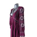 Free People All My Life Wine Embroidered Smocked Mini Dress Women’s XS Boho Chic Photo 3