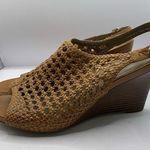 Ecco  Wedges Sandals Woven Brown Open Peep Toe size 41 Photo 0