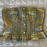 Ganni Blue Denim gold Coated Bustier Corset Photo 5
