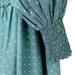 Abacaxi Eva Dress Teal Metallic Cotton Maxi Puff Sleeve Smocked Bodice Sz Large Green Photo 10